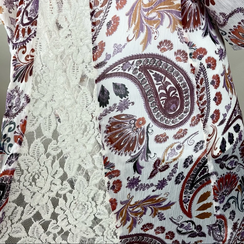 🌟SOLD American Eagle Outfitters kimono duster 3/$25 sheer PAISLEY BoHo FLORAL L - Picture 4 of 14